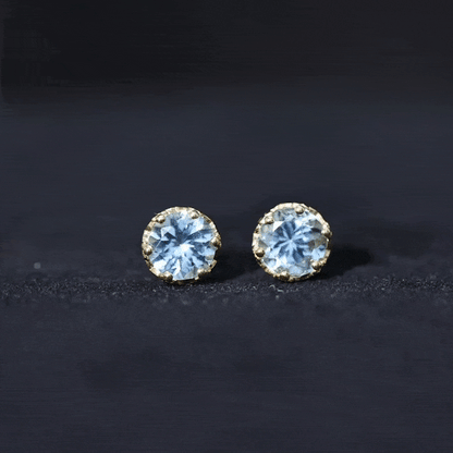 1.6 Carat Genuine Aquamarine Crown Stud Earrings