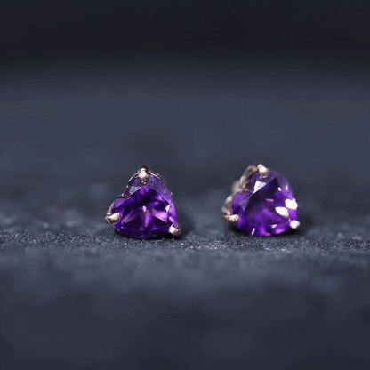 4.2 Carat Amethyst Heart Earrings in 3 Prong Setting