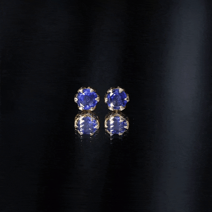 2 Carat Round Cut Lab Created Blue Sapphire Solitaire Stud Earrings