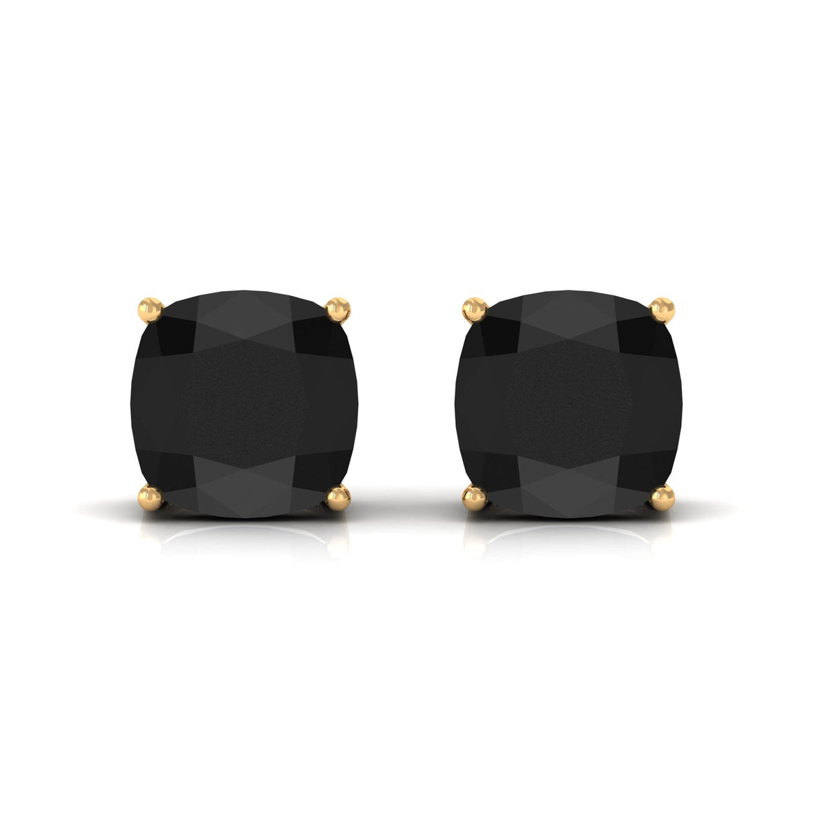 Natural 4.2 Carat Cushion Cut Black Onyx Earrings with Screw Back