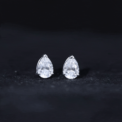 1.5 Carat Pear Cut Moissanite Teardrop Stud Earrings