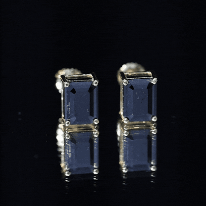 3.36 Carat Lab Created Black Diamond Emerald Cut Stud Earrings