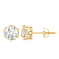 1.97 Carat Round Shape Moissanite Stud Earrings in Crown Setting