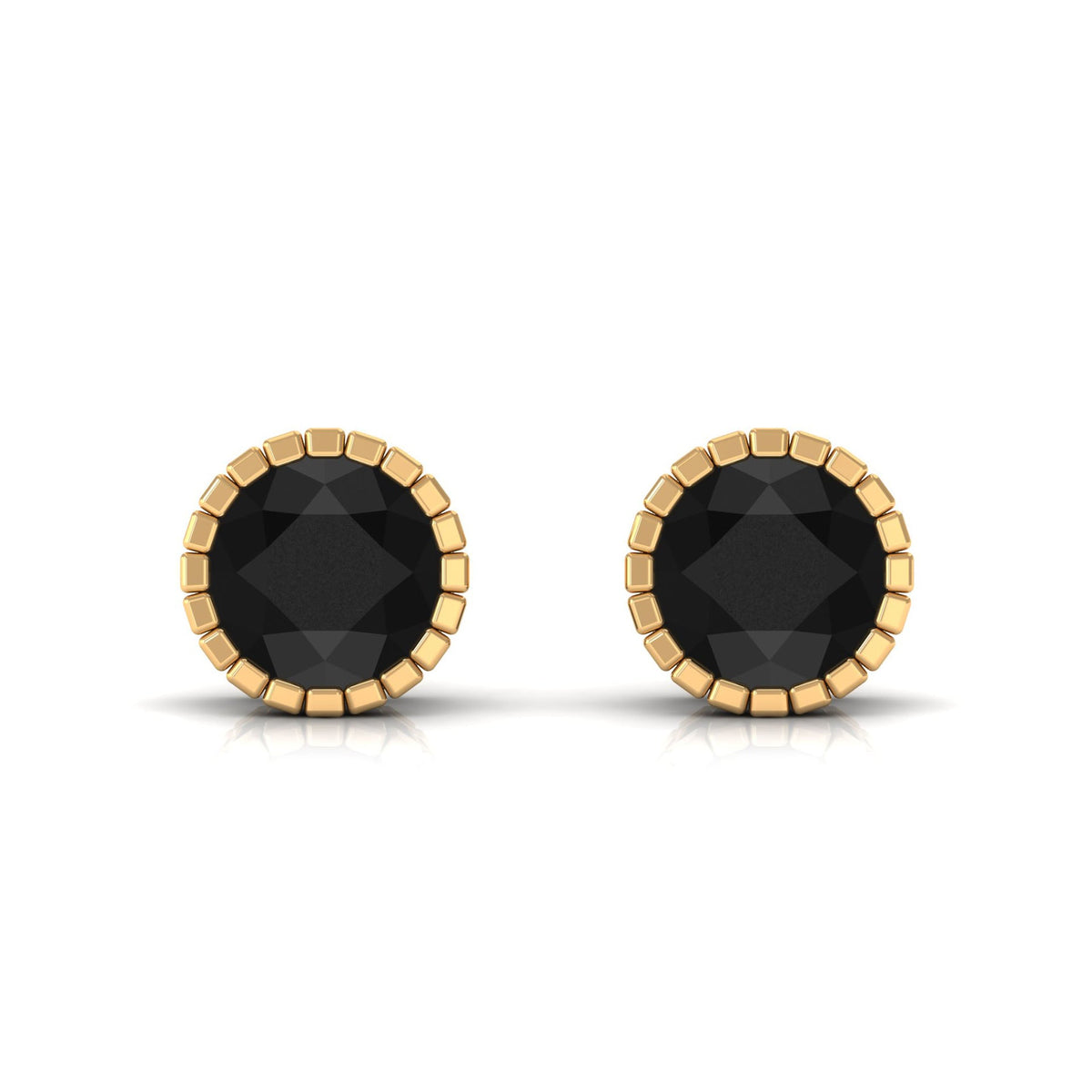 Real 3 Carat Round Shape Black Spinel Stud Earrings with Certificate