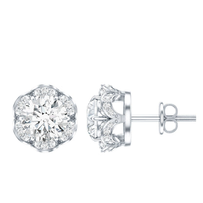 Certified 1.9 Carat Moissanite Flower Stud Earrings