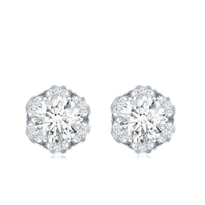 Certified 1.9 Carat Moissanite Flower Stud Earrings