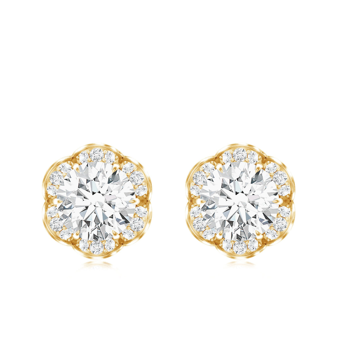 Certified 1.9 Carat Moissanite Flower Stud Earrings