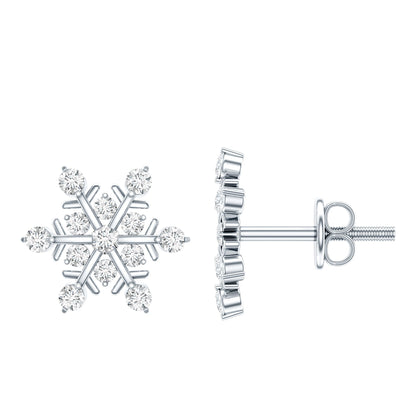 Lab Created Diamond Snowflake Stud Earrings With Screw Back