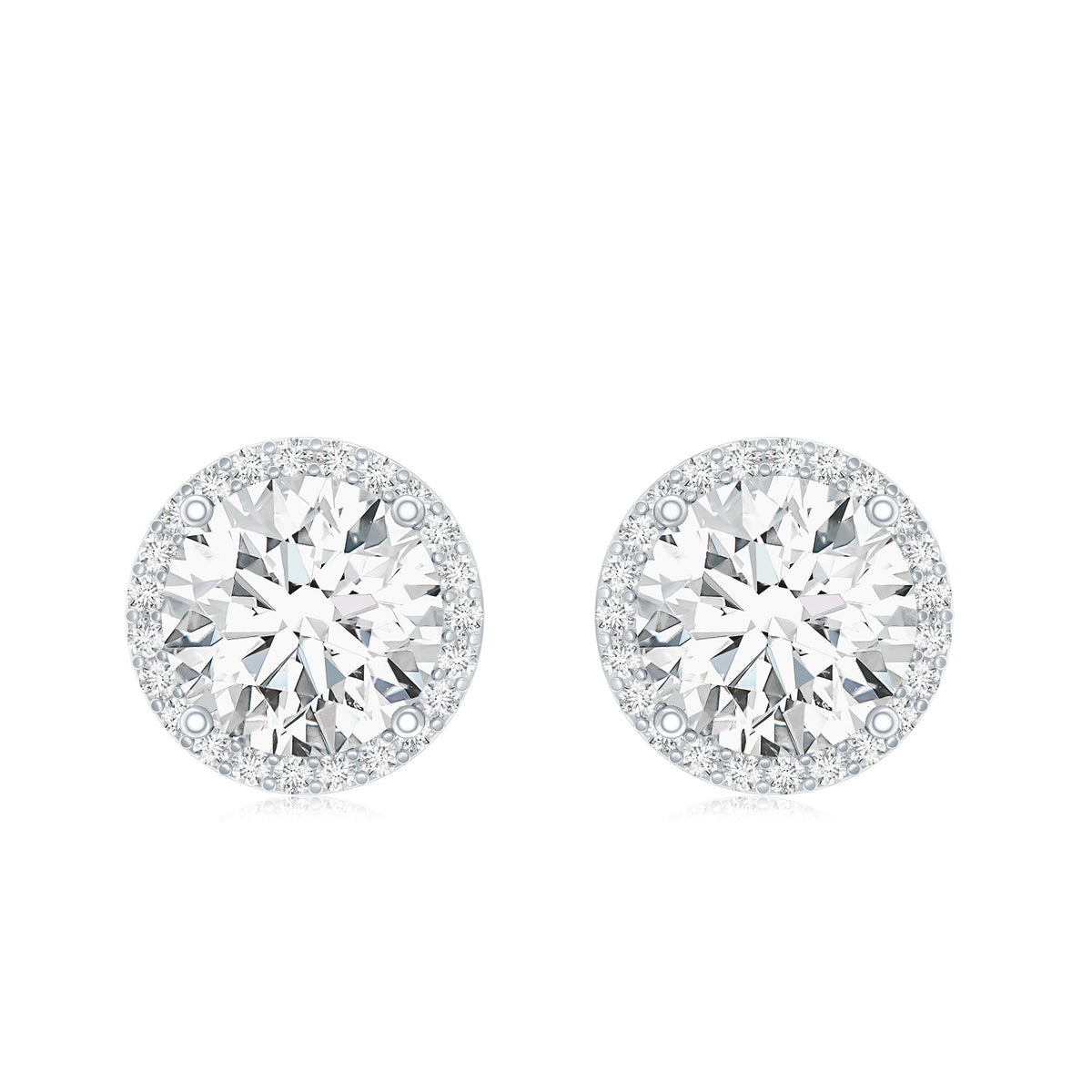 Round Halo Lab Grown Diamond Earring For Women