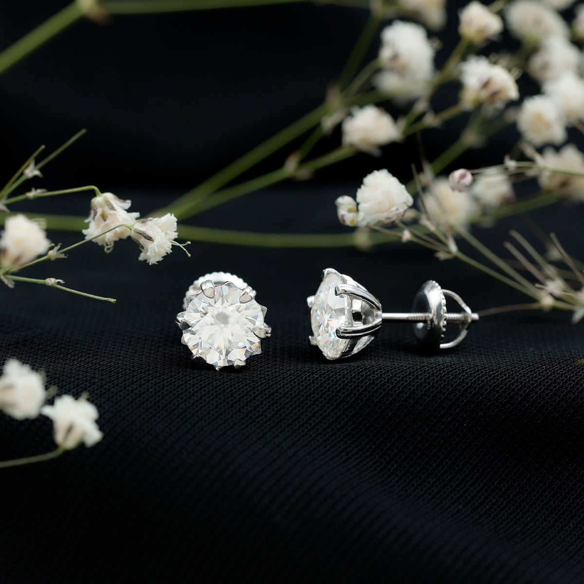 Certified 2.5 Carat Lab Created Diamond Solitaire Stud Earrings