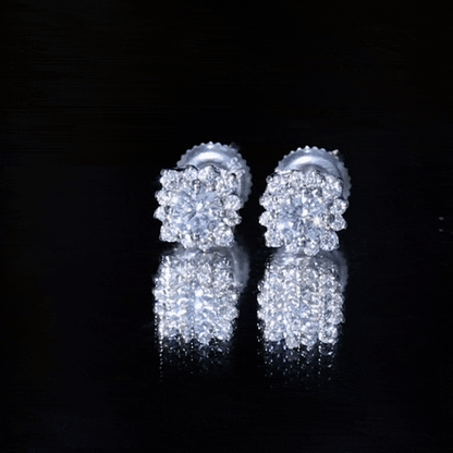 Certified Brilliant Cut Diamond Halo Stud Earrings
