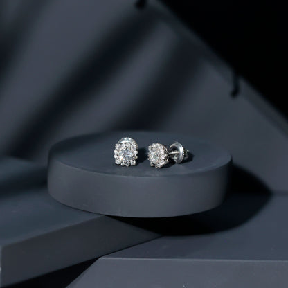 Certified Brilliant Cut Diamond Halo Stud Earrings