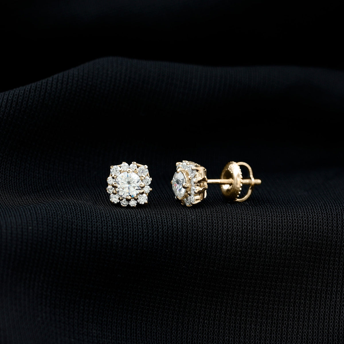Certified Brilliant Cut Diamond Halo Stud Earrings