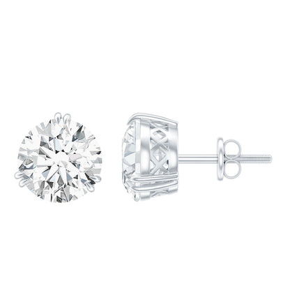 Certified 4 Carat Round Diamond Studs with Screw Back