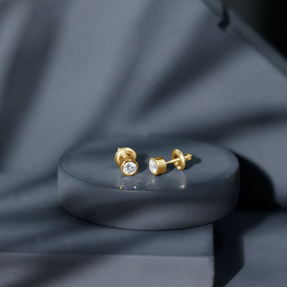 Bezel Set Lab Grown Diamond Solitaire Stud Earrings