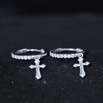 Lab Grown Diamond Holy Cross Hoop Drop Earrings For Women