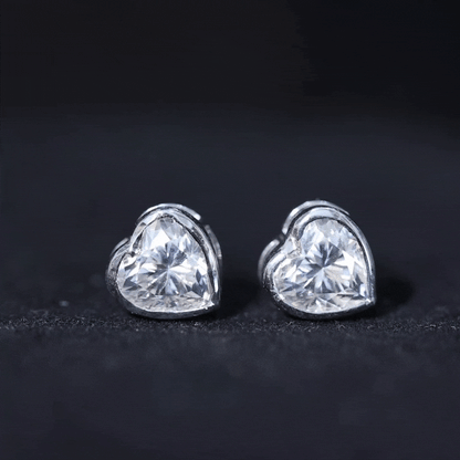 Certified Bezel Set 2.5 Carat Lab Grown Diamond Heart Earrings