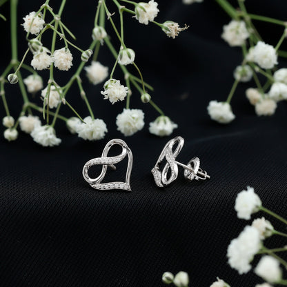 Certified Lab Created Diamond Heart Infinity Stud Earrings