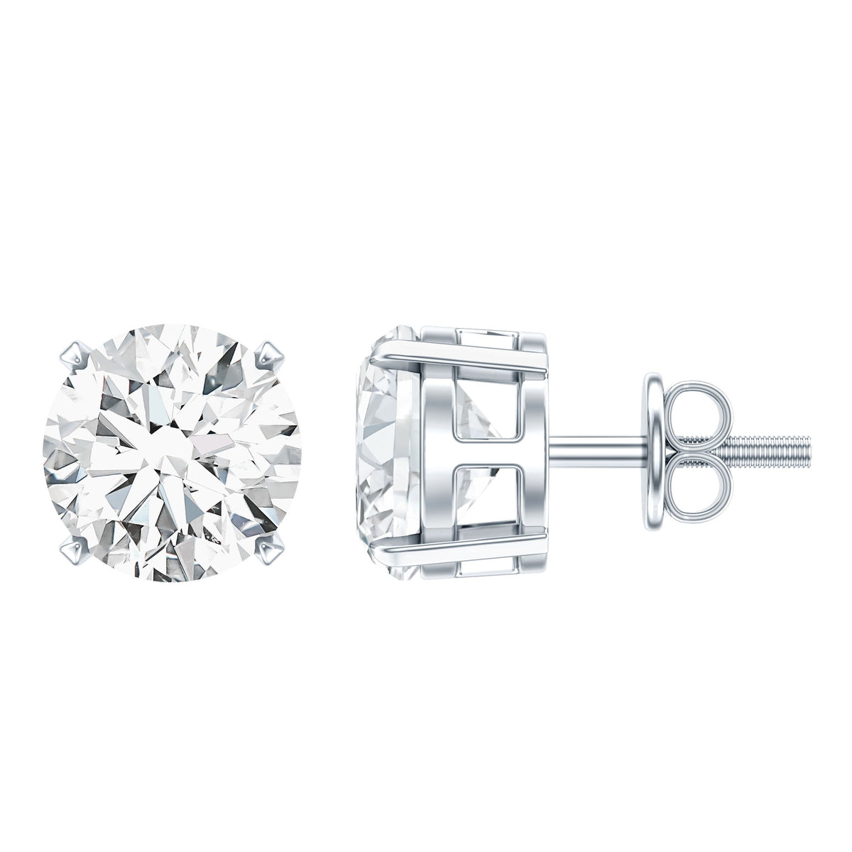 Certified 2.7 Carat Moissanite Stud Earrings in Silver