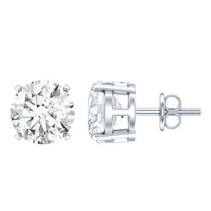Certified 2.7 Carat Moissanite Stud Earrings in Silver