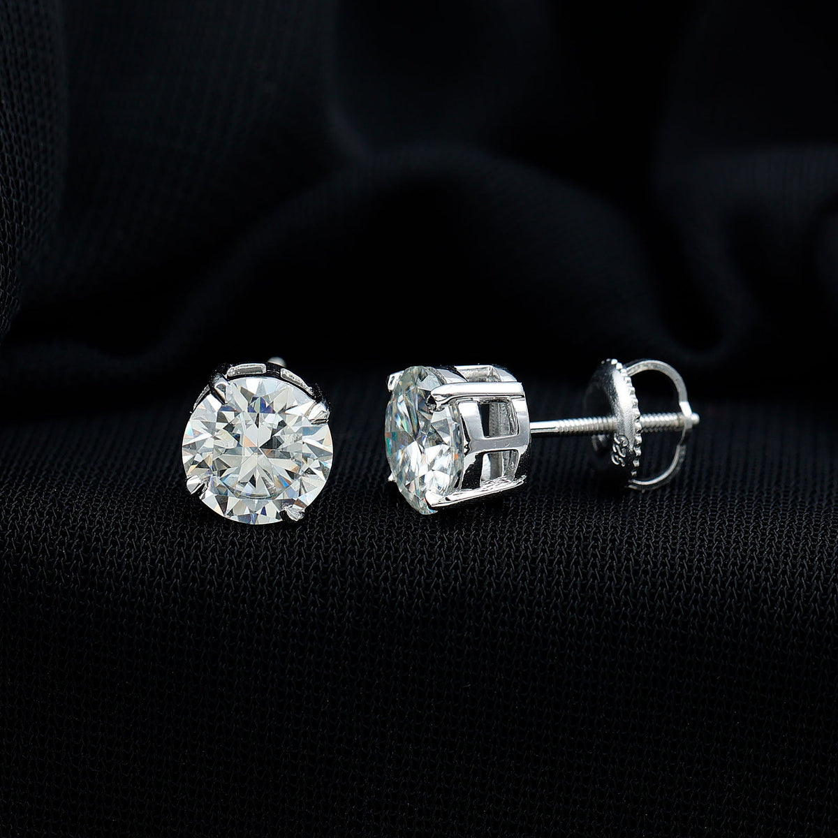 Certified 2.7 Carat Moissanite Stud Earrings in Silver