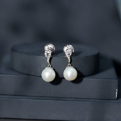 14.9 Carat Freshwater Pearl Drop Earrings with Diamond Accents