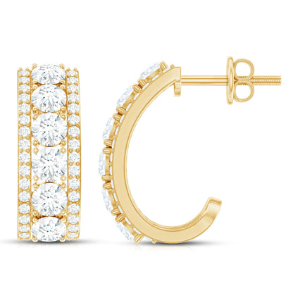 Certified Moissanite J Hoop Earrings for Women