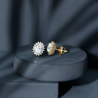1.9 Carat Oval Moissanite Classic Stud Earrings With Halo