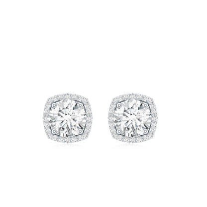 1.9 Carat Round Shape Moissanite Stud Earrings with Halo