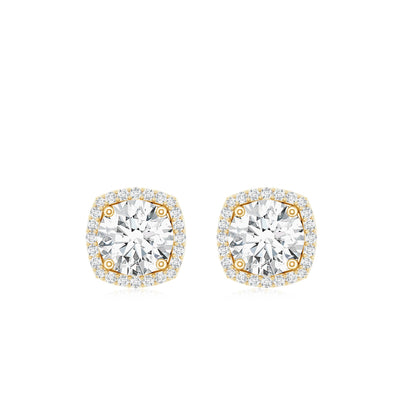 1.9 Carat Round Shape Moissanite Stud Earrings with Halo