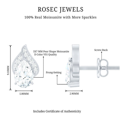 Classic 1.5 Carat Moissanite Stud Earrings with Screw Back