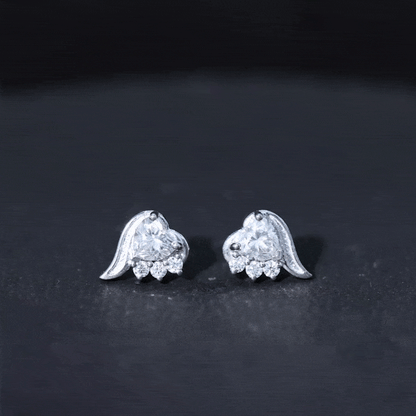 Heart Shape Moissanite Stud Earrings with Screw Back