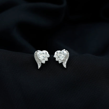 Heart Shape Moissanite Stud Earrings with Screw Back