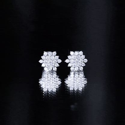 Certified Moissanite Cluster Stud Earrings for Women