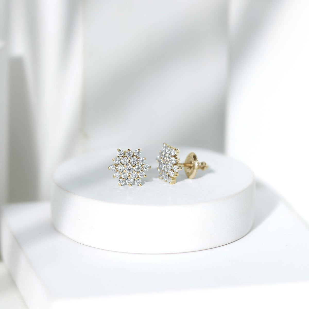 Certified Moissanite Cluster Stud Earrings for Women