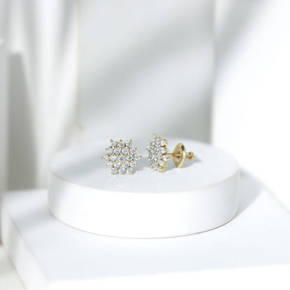 Certified Moissanite Cluster Stud Earrings for Women