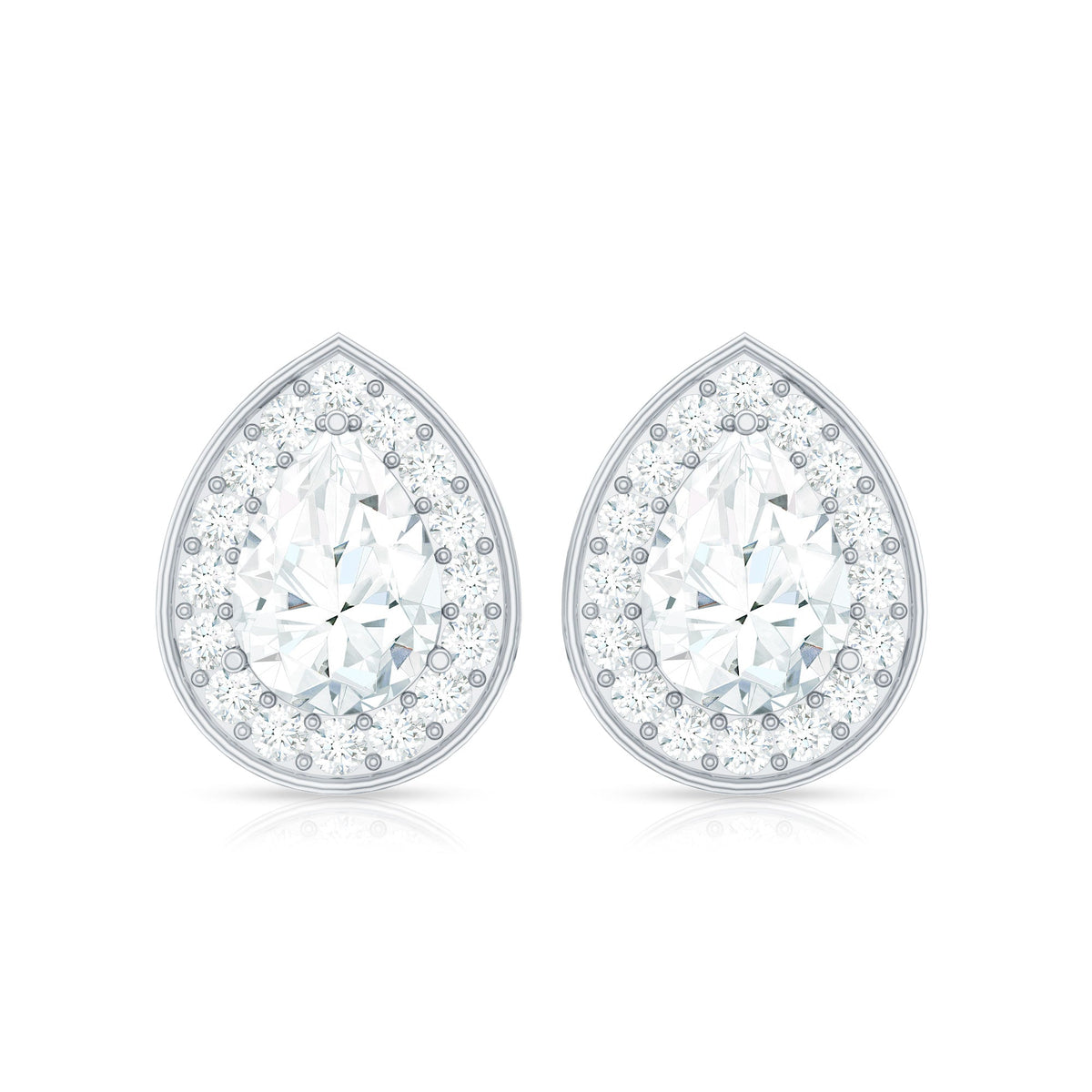 Certified Pear Shape Moissanite Teardrop Earrings with Halo