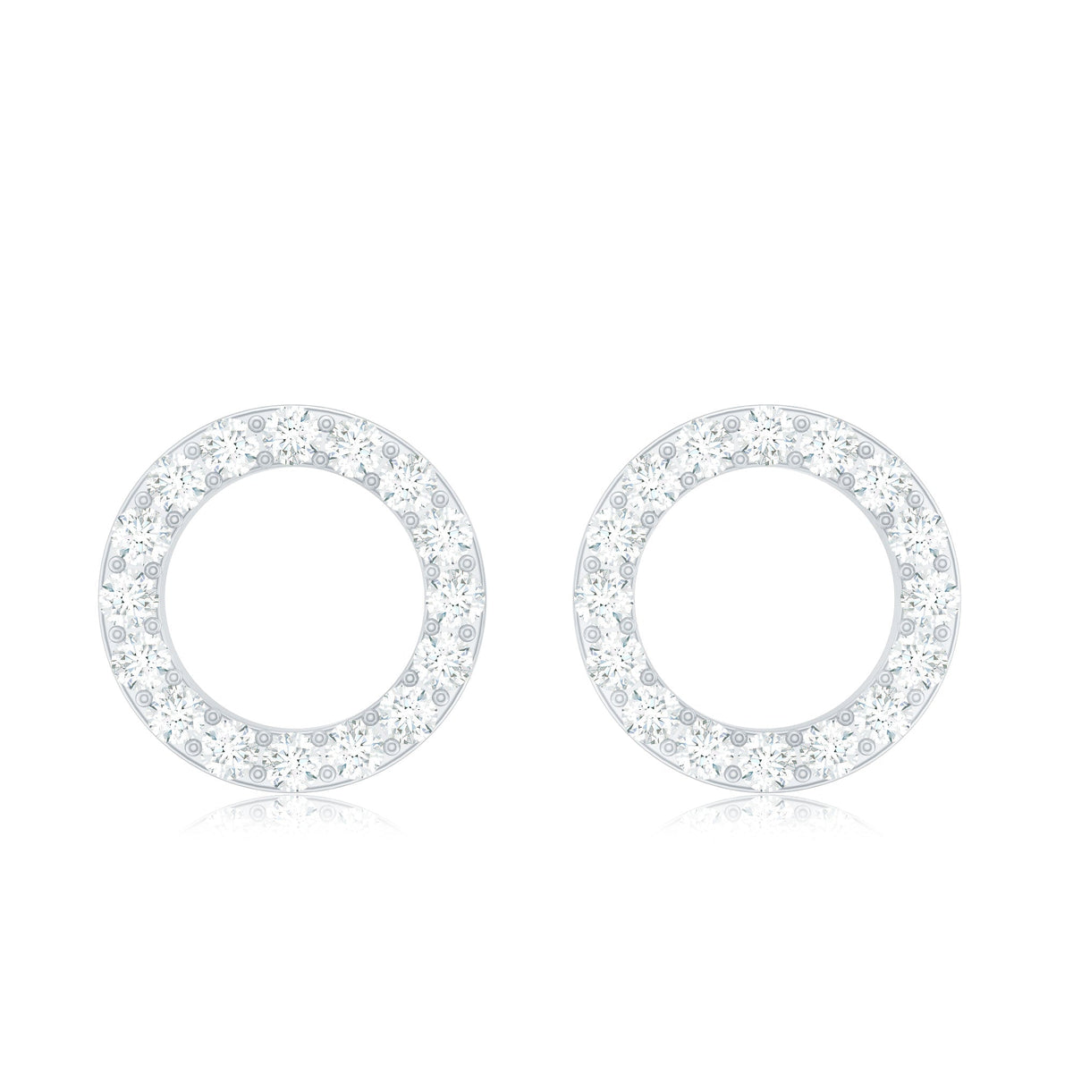 Round Cut Moissanite Eternity Stud Earrings with Screw Back