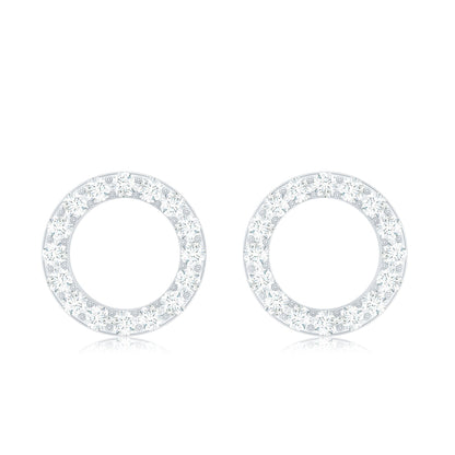 Round Cut Moissanite Eternity Stud Earrings with Screw Back