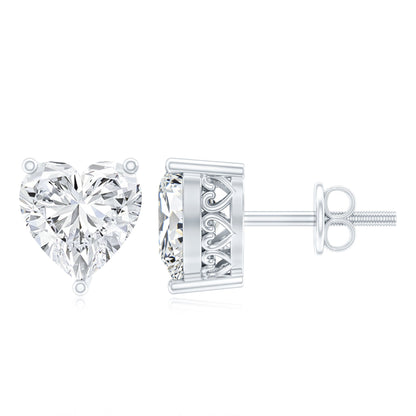 Certified 3 Carat Moissanite Heart Earrings For Women