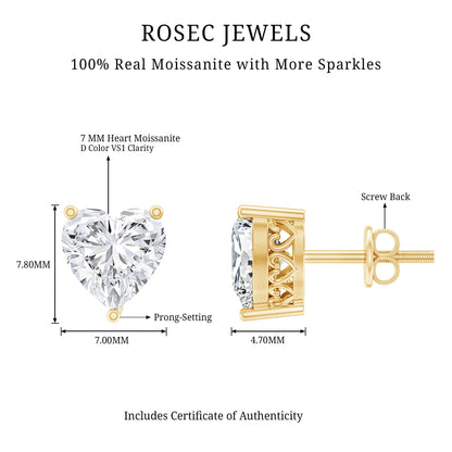 Certified 3 Carat Moissanite Heart Earrings For Women