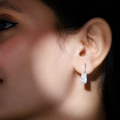 3.5 Carat Emerald Cut Moissanite Drop Earrings for Women