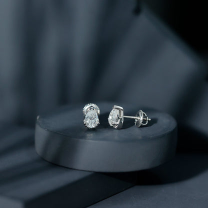 Certified 1.5 Carat Pear Shaped Moissanite Stud Earrings