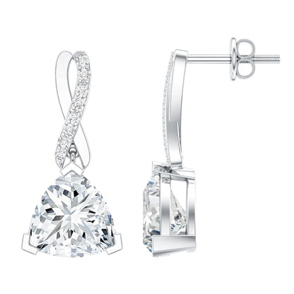 Certified 3 Carat Trilliant Cut Moissanite Infinity Drop Earrings