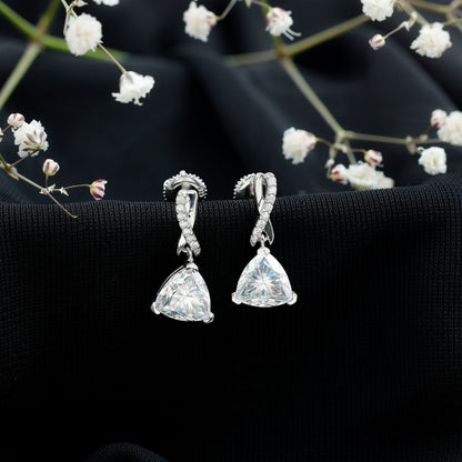 Certified 3 Carat Trilliant Cut Moissanite Infinity Drop Earrings