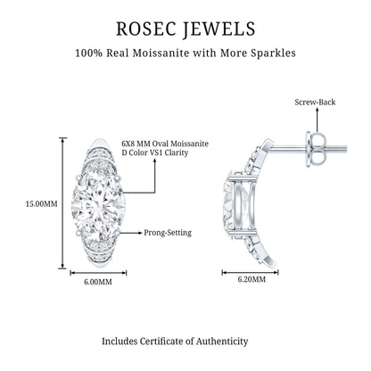 2.5 Carat Moissanite Art Deco Stud Earrings in 14K Gold Plated Silver