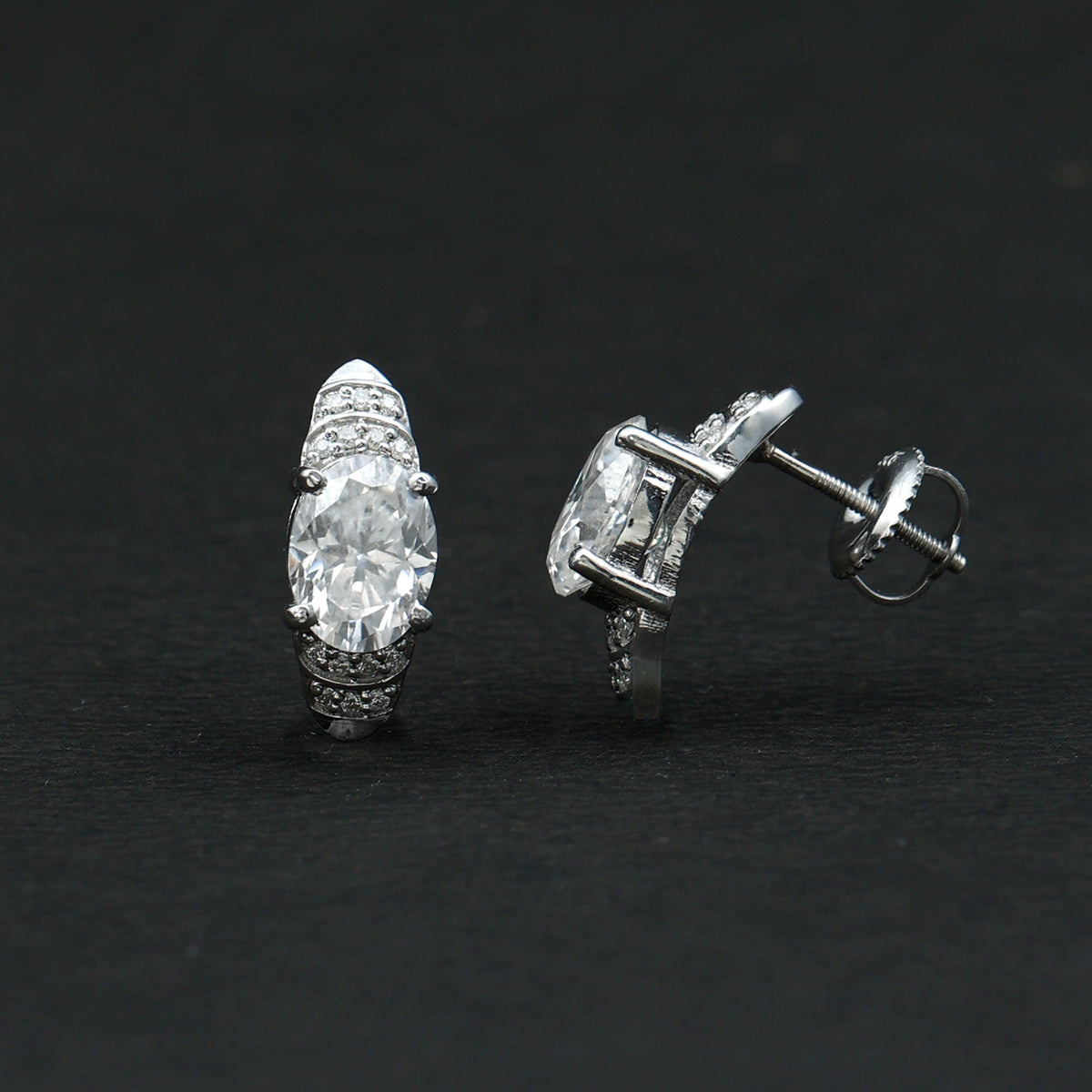2.5 Carat Moissanite Art Deco Stud Earrings in 14K Gold Plated Silver
