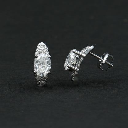 2.5 Carat Moissanite Art Deco Stud Earrings in 14K Gold Plated Silver
