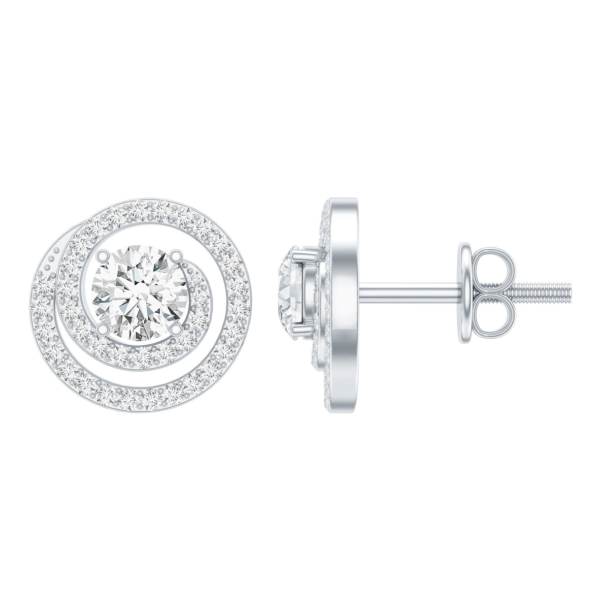 Sterling Silver Moissanite Swirl Stud Earrings for Women