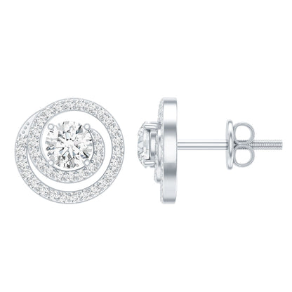 Sterling Silver Moissanite Swirl Stud Earrings for Women